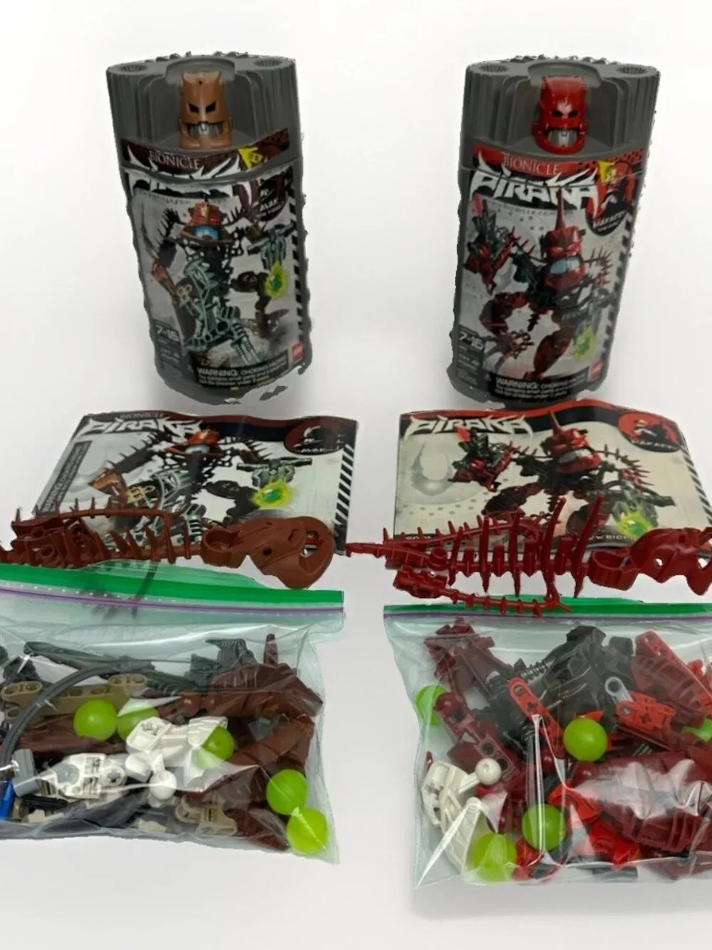 LEGO BIONICLE Piraka Complete Lot of 2 (8901 & 8904) w/ Canisters, Manuals & Zam